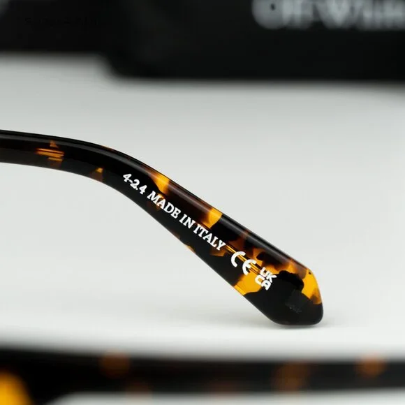 Off-White Men Sunglasses Havana Green Square OERI13E ALBANY 6055 NEW AUTHENTIC - Picture 8 of 9